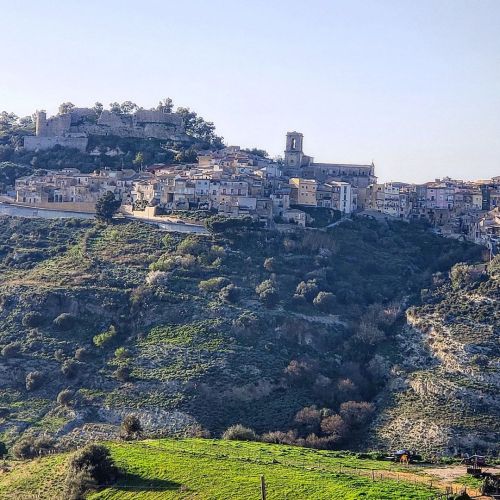 This village perched high on a hill the Iblean Mountains of southeastern Sicily is Licodia Eubea. It