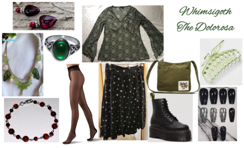 A Fashion Board For A Whimsigoth Dolorosa Using Acrylic Nails And Some Rust Red