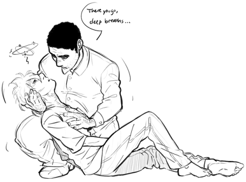 sadflakedraws:tfw you give into a hug to try n’ keep from fainting, but underestimate that dam trick
