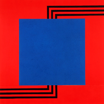 bitkoin:   Peter Halley, Blue Cell with Triple Conduit, 1986 