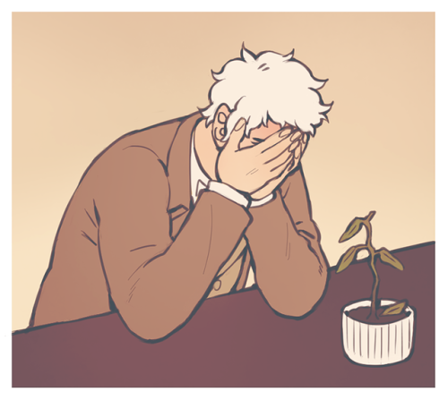 dinkythings:I love to imagine Aziraphale manages to kill every plant he is ever gifted by Crowley because he keeps forge