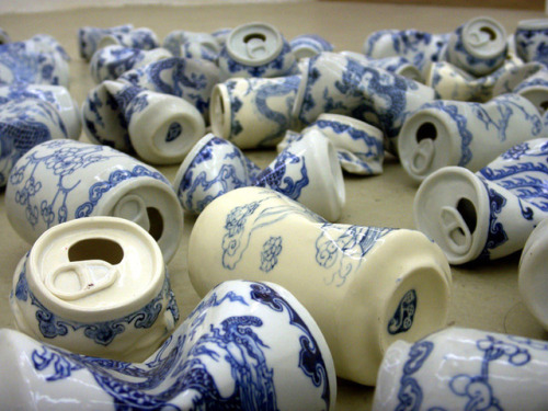 itscolossal:Smashed Can Sculptures That Mimic Traditional Ming Dynasty Porcelain by Lei Xue