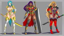 Re-Enn:  Boobs &Amp;Amp; Blades My 3 Characters Sielly,Eve And Ehra.