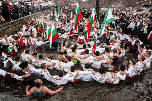 Traditional male dance for Epiphany, Kalofer, Bulgaria.Jordan’s day