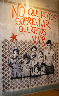 kvrvnawelpingen:  NO QUEREMOS SOBREVIVIR, QUEREMOS VIVIR by NAZZA STENCIL /////* on Flickr. A través de Flickr: CCE pintado hace unos meses… dedicado toda la pintada a los nadies y a una vieja forma de pintada politica…  *LOS NADIE* Sueñan las pulgas