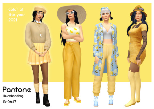 peachiiesims:2021 Pantone Color of the Year: Illuminating Look #1beret - hair - glasses -&