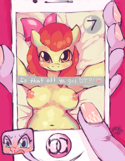mon-petit-hae:  Snapchat Wars Pt. 2 Applebloom replies to Diamond with a much bolder approach compared to DT’s last snap. (I had Diamond’s home-button on her “iphone” have the same logo as the one found in here. I figure its a parody off Chanel?)
