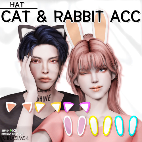 REINA_TS4_ CAT&RABBIT EARS(HAIR ACC) ✔ TERMS OF USE !* New mesh / All LOD* No Re-colors without 