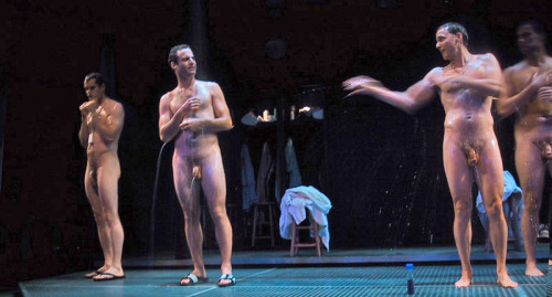 openshowers:  These amazingly brave actors got fully naked and showered center stage in front of nearly A THOUSAND PEOPLE for 355 performances on Broadway!!! Take Me Out, Walter Kerr Theatre, NYC (2003) 