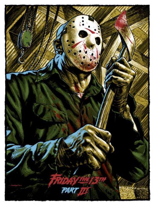 xombiedirge:  Friday the 13th Part 3 by Jason Edmiston / Website / Tumblr Part of A Rogues Gallery art show, opening August 23rd 2013 at the Mondo Gallery / Tumblr.