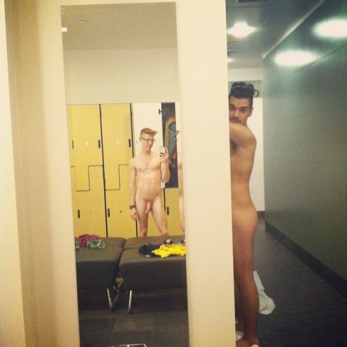 thegenericfactory:  Juan & Joshua, post gym time!  #juan Franco #joshua Taylor #gym #lockerroom #nakedtime 