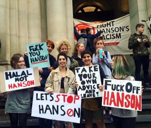 red-flag-news:Just some awesome high school students who came down to protest against Pauline Hanson