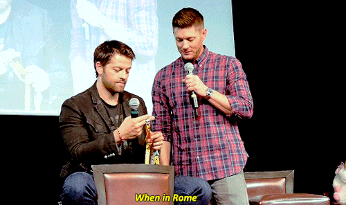 mishasminions: MISHA: When I say “When in Rome”, I just meant, “Show each other our underwear.”JENSE