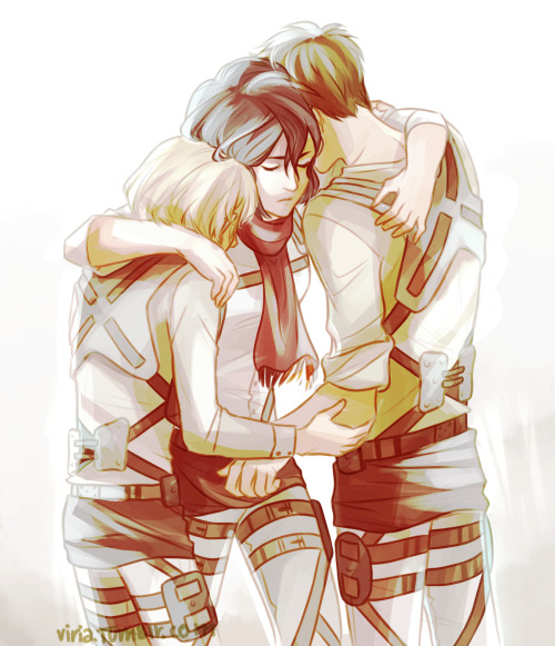 viria:mama Mikasa is the best Mikasa.Drawing main protagonists hugging right before the show ends is