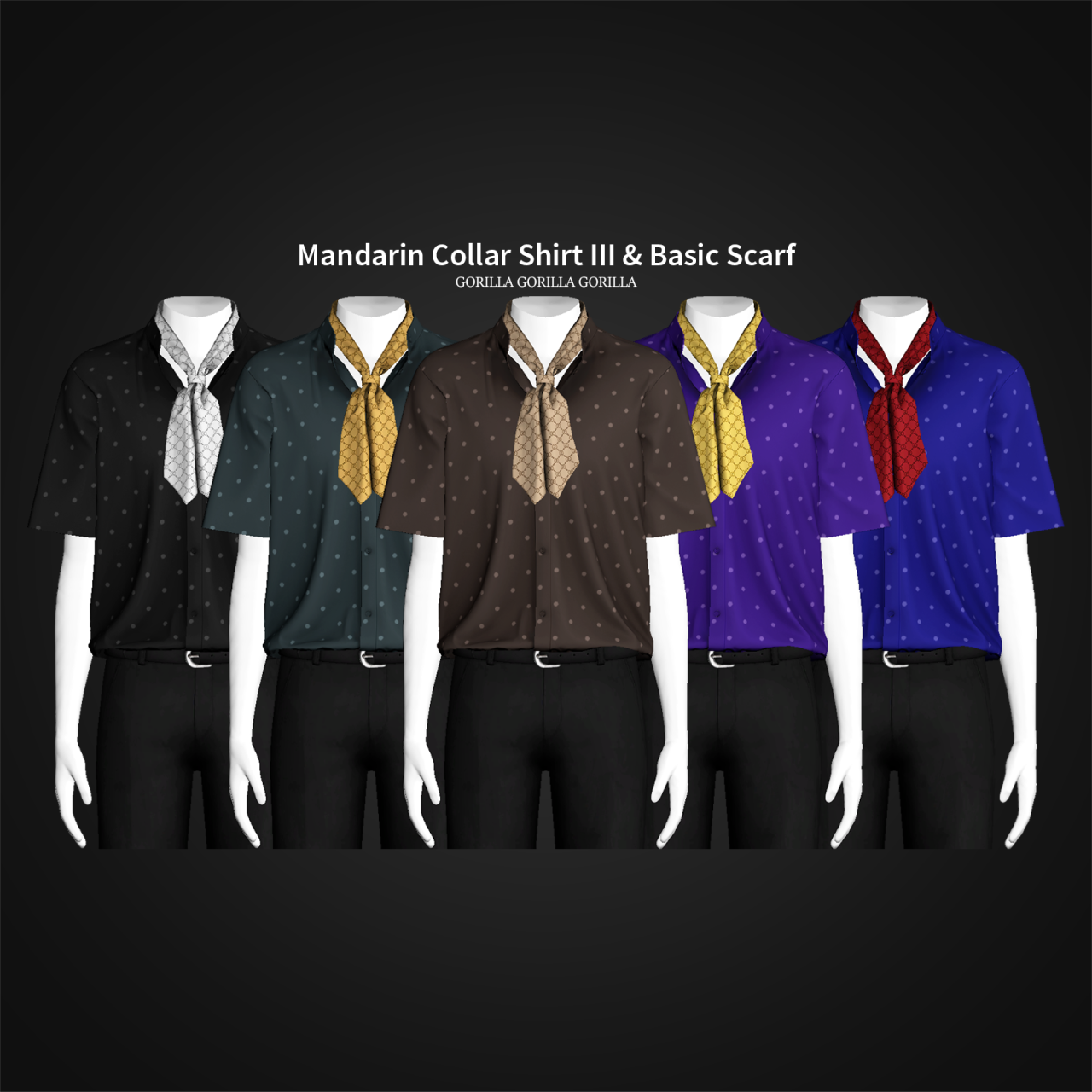 Mandarin Collar Shirt III & Basic ScarfTop/NecklaceNew MeshAll LOD ...