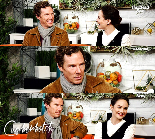 cumberbatchbr:Screencaps do Benedict com a Tuppence Middleton durante a entrevista para o ‘AM to DM’