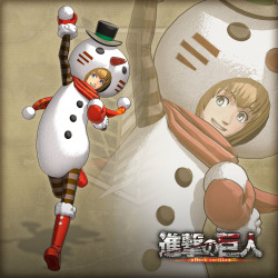 fuku-shuu:  First look at Armin, Eren, Levi, and Mikasa’s “Christmas” DLC costumes and gear from KOEI TECMO’s Shingeki no Kyojin Playstation game! Previous costumes:   “Lunar New Year” - “Festival” - “Halloween”     More on the