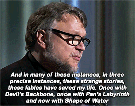 rosehip47:[Image description: Film director Guillermo del Toro giving his acceptance speech at the 2