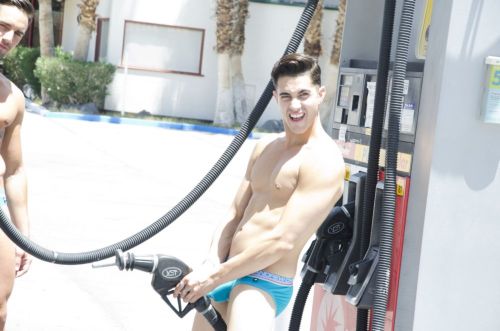 andrewchristian:  Andrew Christian Models at the Gas Station on the way to Vegas, from the new video “Meet Me In Vegas” http://www.andrewchristian.com/socialvideos/meet-me-in-vegas/