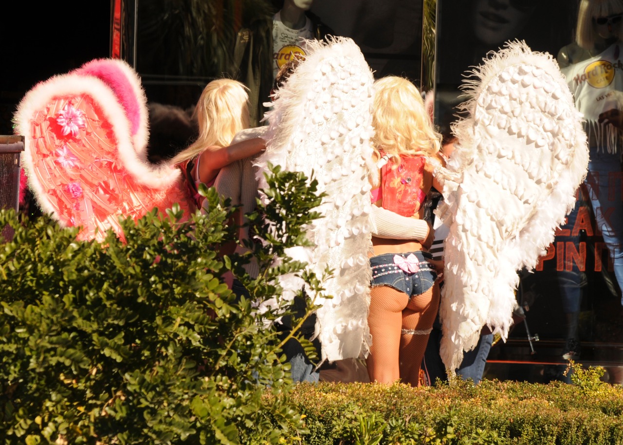 Angels working the tourists. Probably $5 to take a picture with them. I do like the