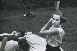 gallowhill:  Bruce Davidson - Brooklyn Gang (Girl Smoking on Blanket in Park), 1959