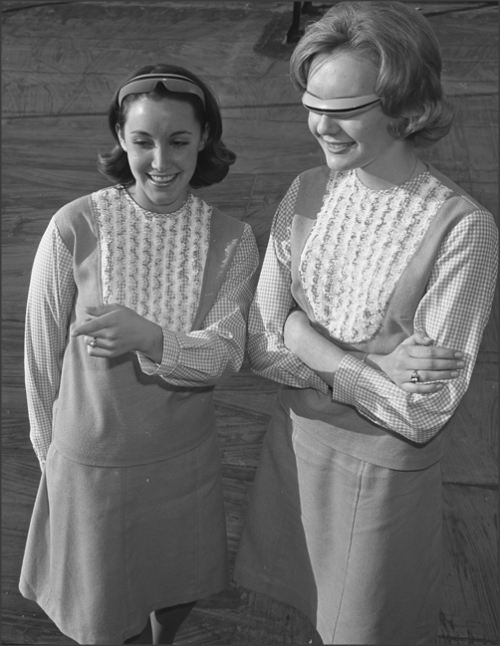 Teen Fads, 1956DOUBLE DUTY-Sue Manders, right, and Lynn Grossman try out the new “Boy Watcher&