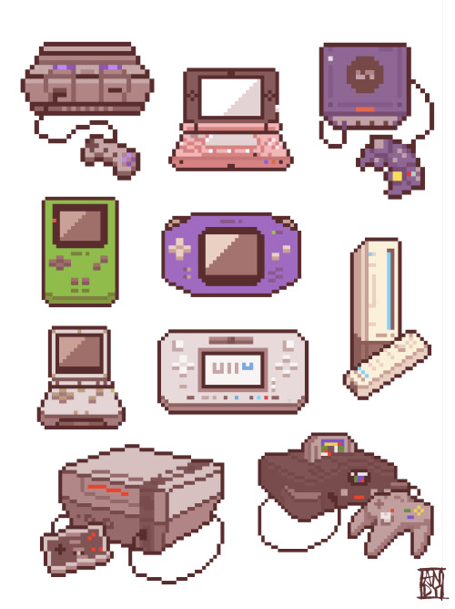 andyleighr:i made a bunch of nintendo console pixels that i’m gonna be selling at tomorrow (and mayb