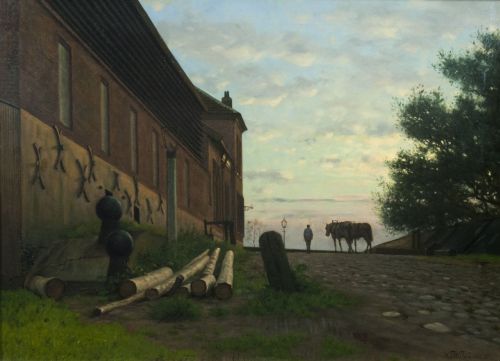 Willem Jan Willemsen (1866-1914) - Workman and his Horse on the Rijnkade, Arnhem. Oil on canvas.&nbs