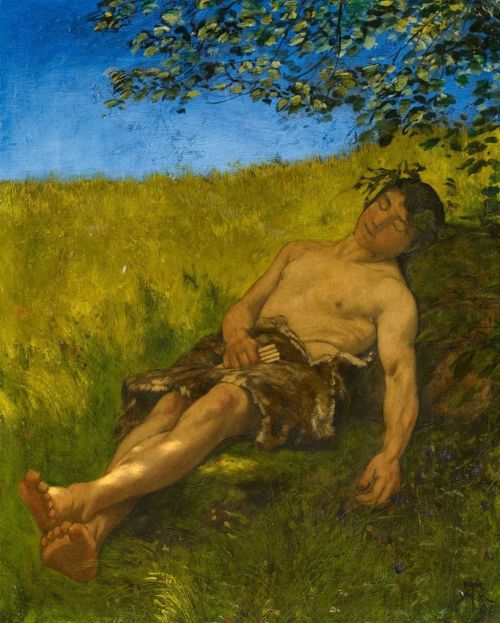 antonio-m:  “Sleeping Shepherd”, c.1886 by Hans Thoma. (1839–1924). German painter. oil on canvas 