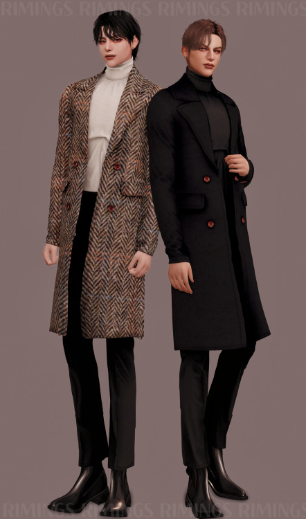 [RIMINGS] Double Button Long Coat Outfit - FULL BODY 2- NEW MESH- ALL LODS- NORMAL MAP- 20 / 20 SWAT