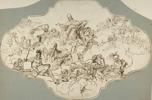 met-drawings-prints: Study for a Ceiling Panel by Anonymous, Italian, Roman-Bolognese, 18th century,