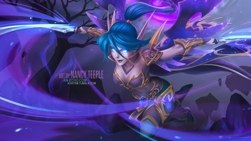 “From the Void
”
Commissioned by Wraxu.
Color me surprised when he asked me to do an illustration of his Void Elf from World of Warcraft for a desktop wallpaper.
Also… This practically encompasses everything I want to draw all the time. A...