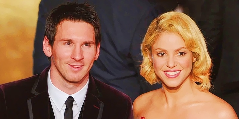 cuccittini:  Lionel Messi is congratulated by  Shakira after receiving for the third