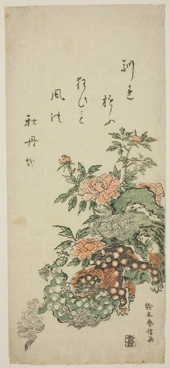 aic-asian: Peonies and Chinese Lions, Suzuki Harunobu, 1757, Art Institute of Chicago: Asian ArtClar