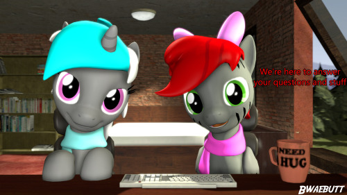 bwaebutt:ask-bwae-star:Ask blog is a go o3o  Ask away~Introducing my new ask blog thingy. Where you can go and ask two horses pretty much anything. Most if not all questions will be responded with a SFM pic. :3=o Looks cute owo