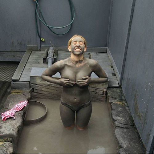 My baby loving the mud baths #mud #mudbath #girlfriend #sexy #lovingit