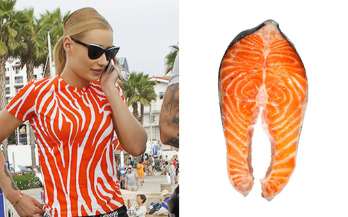 foodthatlookslikeiggyazalea:  Iggy Azalea and a raw salmon steak