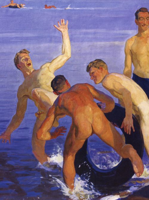 bobbygio:  _Bathing soldiers. (The builders of a bridge) , Dmitry Zhilinsky. 1959.