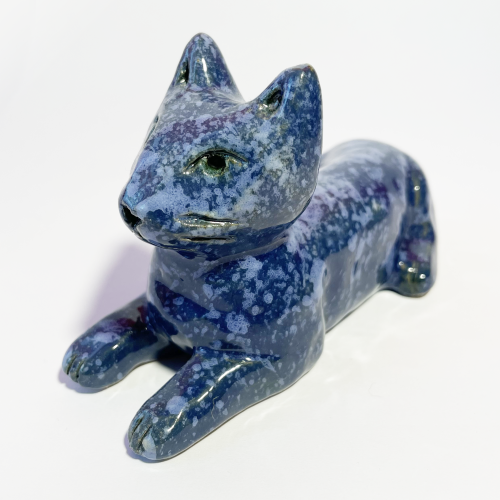 funzos: Ceramic kitty :)insta ♡ twitter ♡ prints &amp; stickers [ID: Ceramic sculpture of a cat 