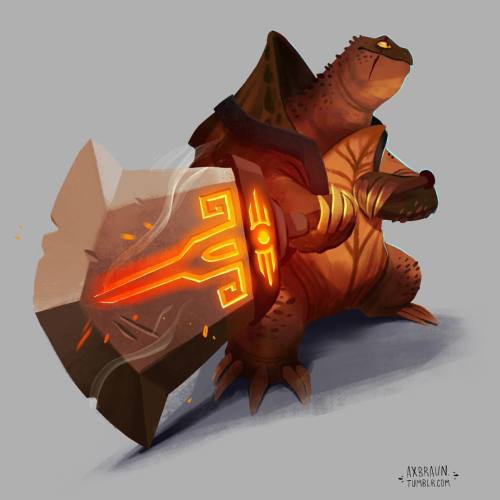 axbraun:Snapping turtle tank. #art #illustration #drawing #digital #painting #ipad #turtle #sword