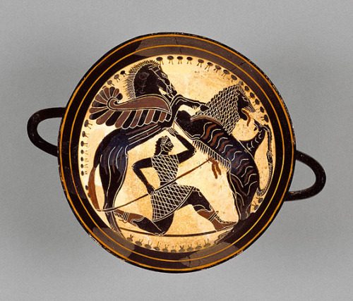Wine cup with Bellerophon fighting the Chimera attributed to the Boreads PainterLaconia, Greece, c. 