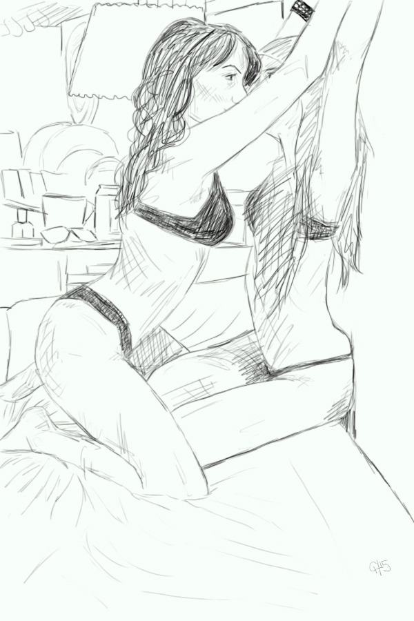artistcharlottehawkins:  DAY 024Hollstein smut(ish)Quick sketch of Laura and Carmilla