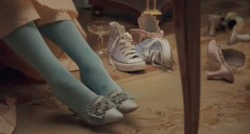 francounjamed:  &ldquo;When Marie-Antoinette is going through her shoes while preparing for a big party you see a pair of blue Converse All Star 1923 Chuck Taylor basketball shoes for about one and a half seconds. While these shoes were definitely not