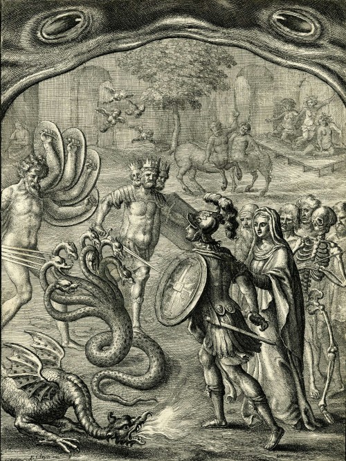 the-evil-clergyman: Aeneas and the Sybil in the Underworld by Wenceslaus Hollar (1654)