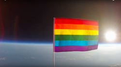 huffpostqueervoices:  Stunning Video Shows First Pride Flag Launched Into Outer Space…And the universe is now LGBT-friendly! 🚀 🚀 🚀
