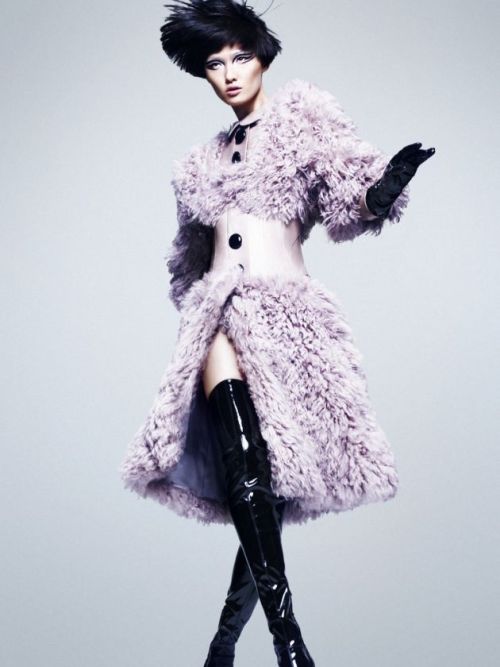 Wang Xiao for Marie Claire US September 2011 by Txema Yeste. Thigh-high boots by Gucci