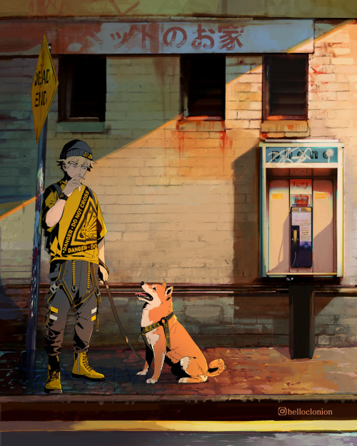 helloclonion:Personal work I drew a few months back, Bakugou and the Shiba Inu, both known for their