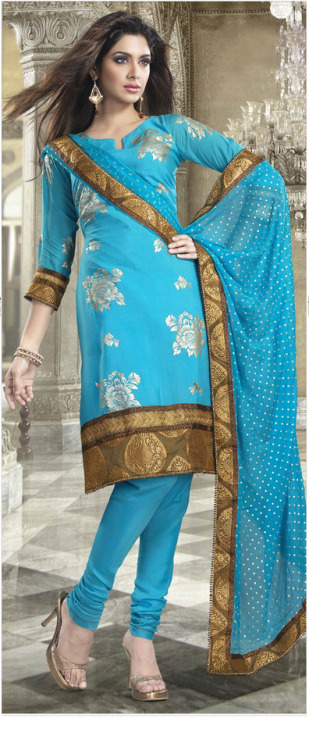 Utsav Fashions: churidar kameez and salwar kameez with dupatta.The salwar (also spelt shalwar) kamee