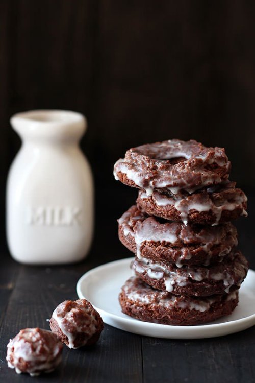 Porn photo fullcravings:Chocolate Old Fashioned Doughnuts