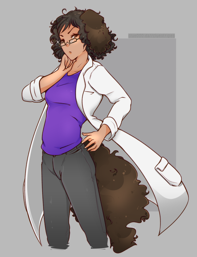 My OC dog-girl version of myself. Mad scientist specializing in cybernetics and chemistry,